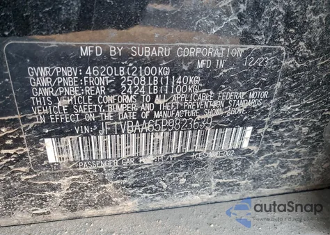 2023 Subaru Wrx из США, поврежденный, VIN JF1VBAA65P9823639